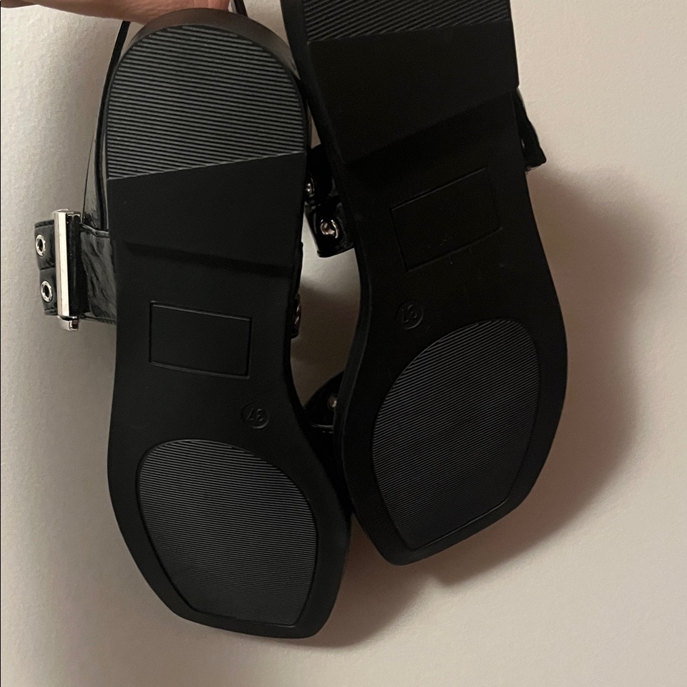 Steve Madden Black Grommet Sandals - Picture 2 of 5